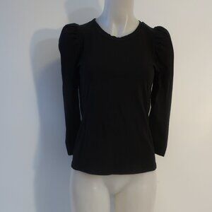 Womens A.L.C. Black Puff Shoulder Long Sleeve Top S